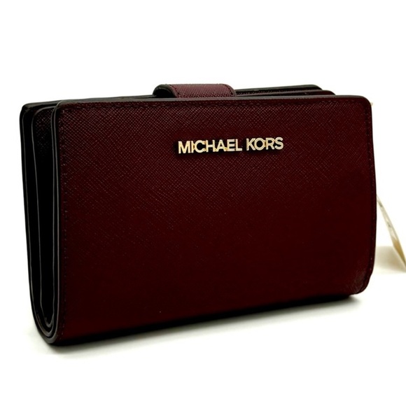 Michael Kors Medium Bifold Zip Chain Wallet Ox Blood - Picture 3 of 8